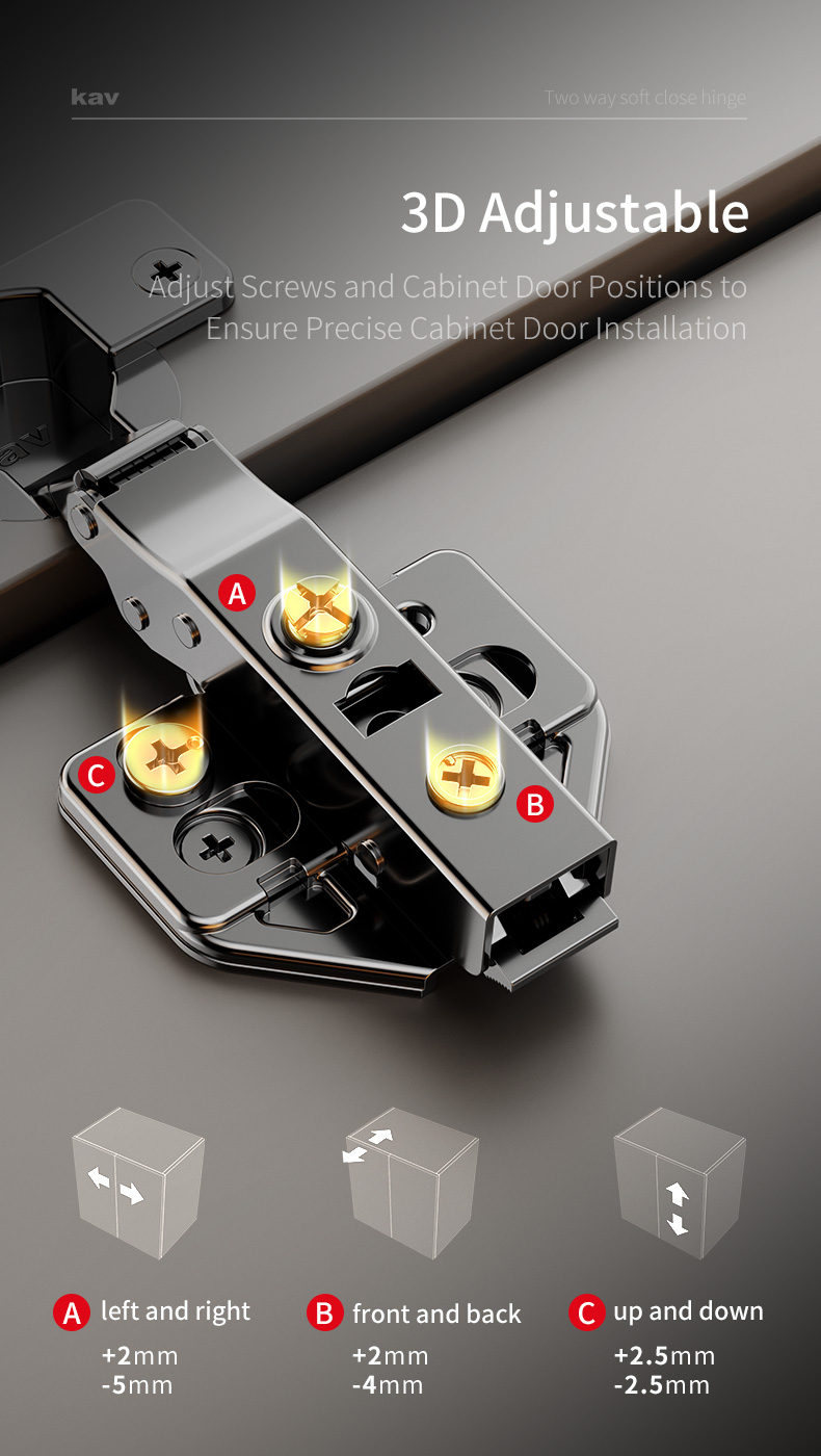 Two way 3D soft close hinge