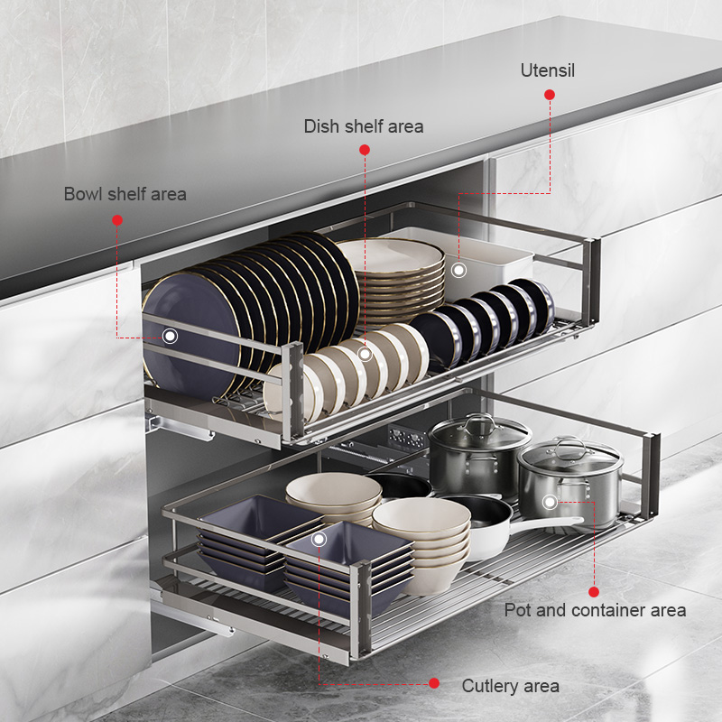 DY006 kitchen cabinet basket  pull out soft closing wire storage dish/bowl baske