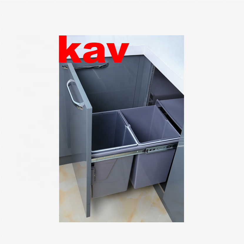 DD-LZ01H High Quality Soft Close Double Trash Can Pull Out Waste Kitchen Cabinet