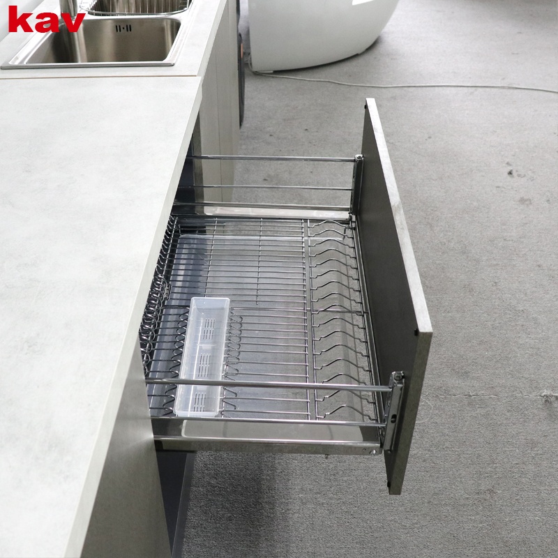 AB30131B stainless steel kitchen storage soft closing dish/bowl rack with concea