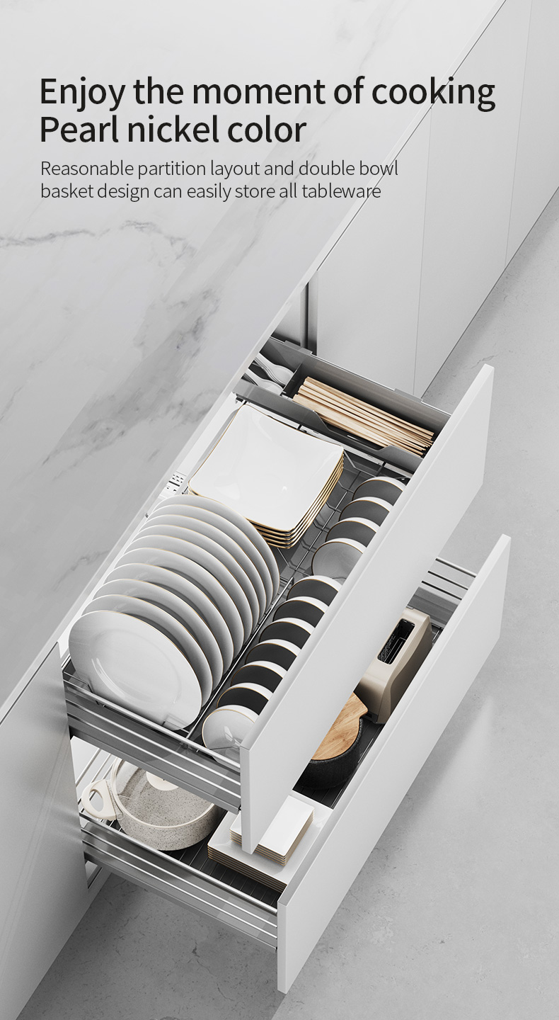 Kitchen multi function bowl dish pull out basket