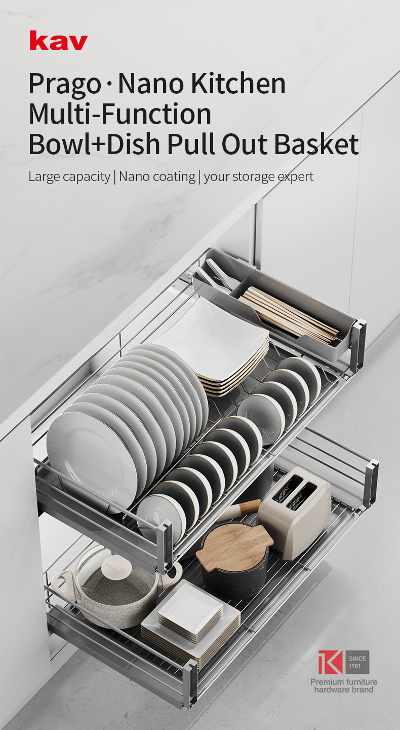 Kitchen multi function bowl dish pull out basket