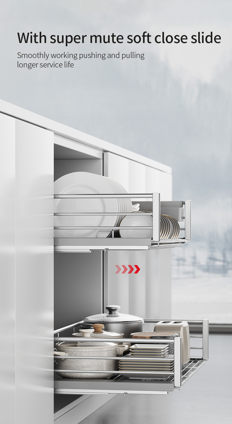 Kitchen multi function bowl dish pull out basket