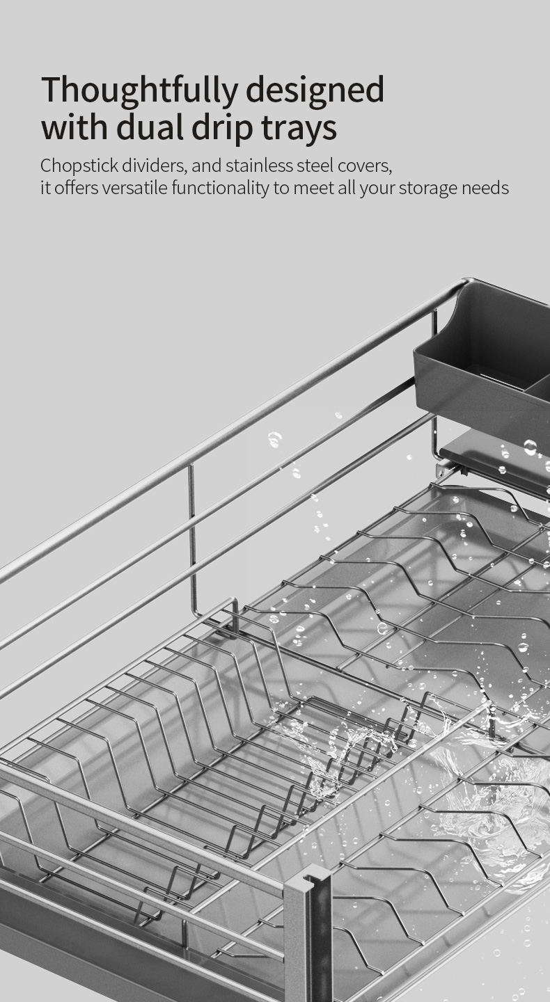 Kitchen multi function bowl dish pull out basket