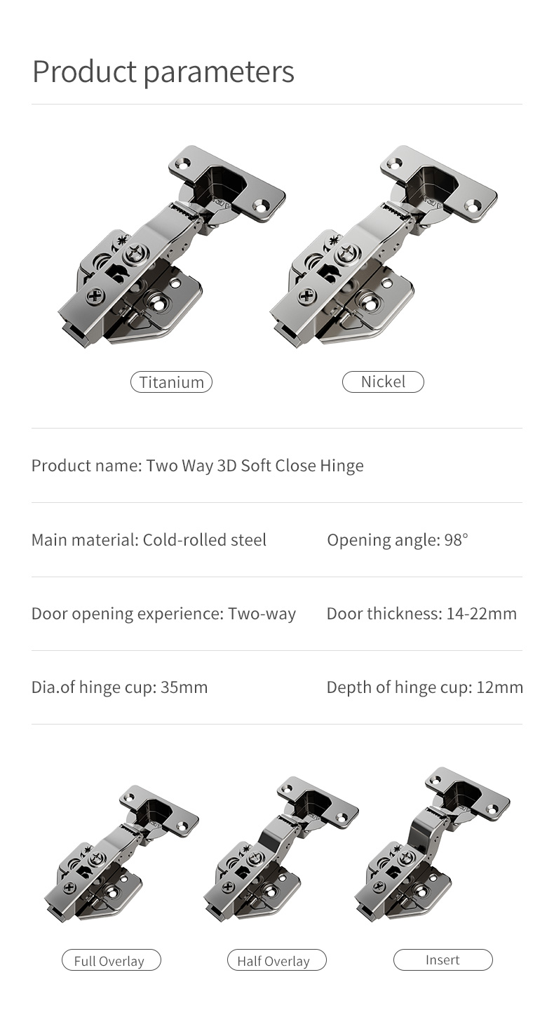 Two way 3D soft close hinge