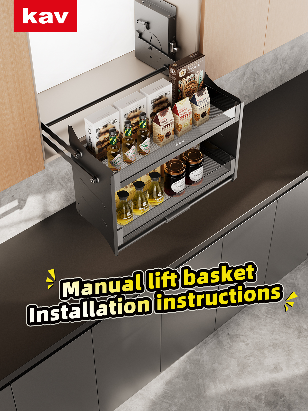 B061202H Glass Manual Lift Basket Installation | Premium Pull-Down Cabinet Organizer Upgrade