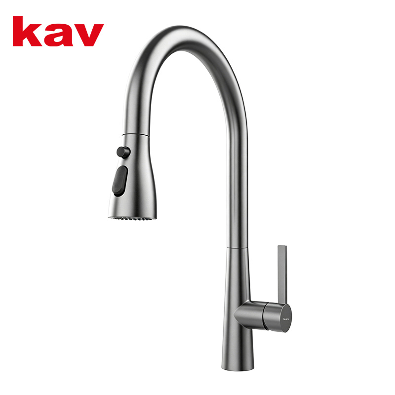 AF-EAME Lead-Free 304 Stainless Steel Spring Pull-Down Kitchen Faucet Single Hol